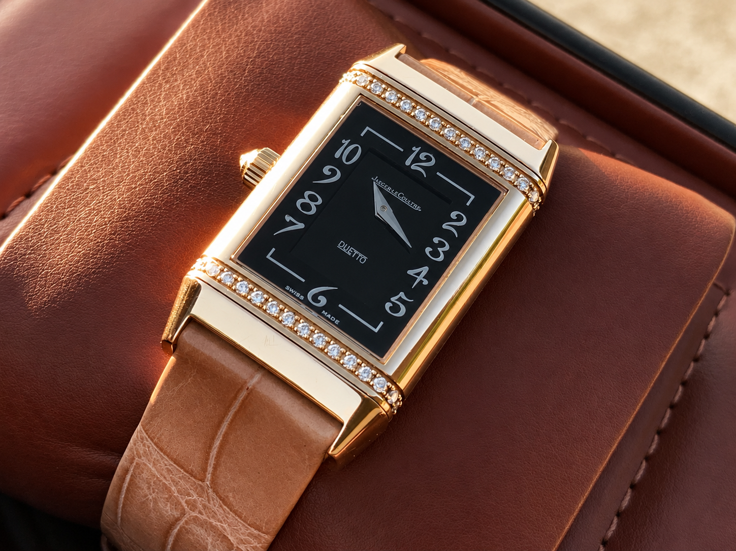 Jaeger-LeCoultre Reverso Duetto Classique in 18K rose gold with silver dial