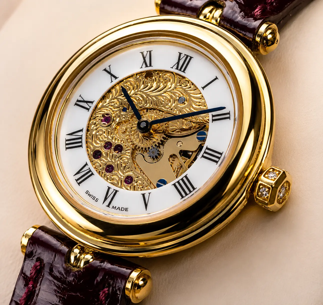 Omega Louis Brandt in 18k yellow gold with skeletonised, engraved calibre 626