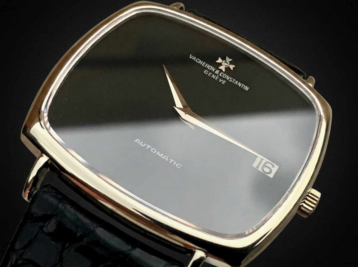 Vacheron Constantin cushion-cased dress watch with black mirror dial